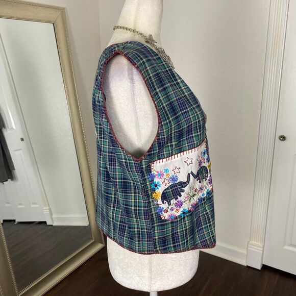 Early 2000's Bohemian Boho Patchwork Retro Eclectic Maximalist Cotton Vest M - Picture 3 of 7